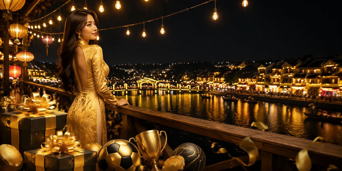 Phụ nữ áo dài Hội An theo dõi kết quả cá cược thể thao trên điện thoại